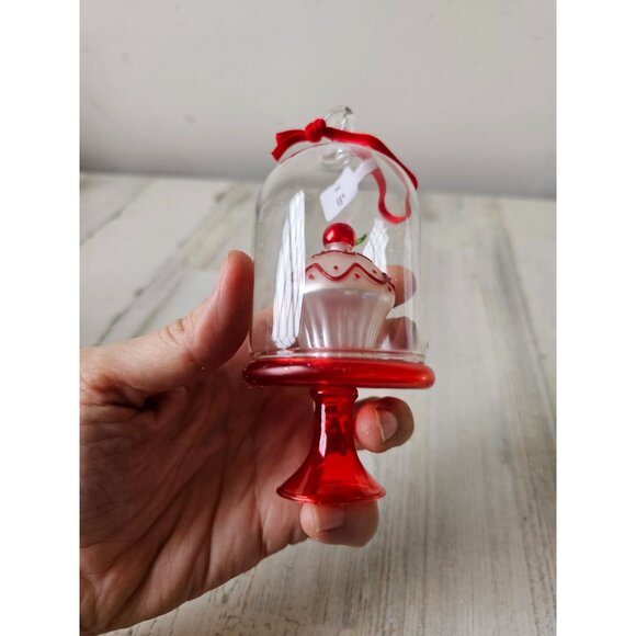 Pier 1 cupcake cake stand platter ornament glass Xmas tree - Picture 3 of 7